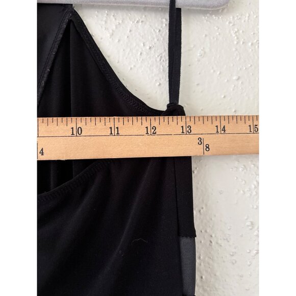 Taboo Black Halter Dress With Asymmetrical Hem Satin Stripes Vintage 90s Y2K - Picture 8 of 9